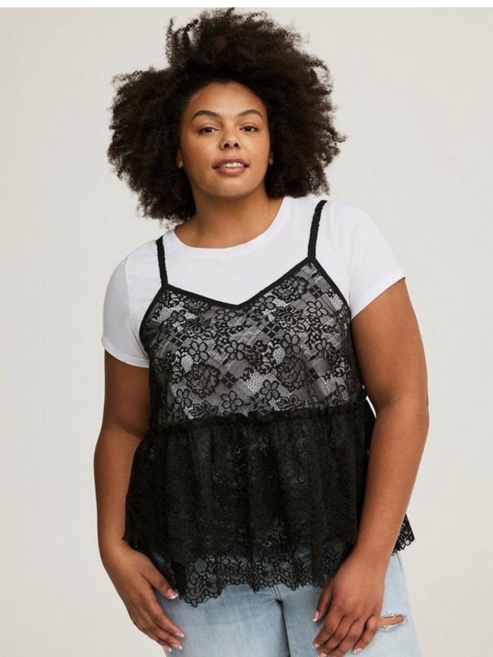 torrid Black Lace Peplum Camisole